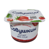 Йогурт «Савушкин» 2% двухслойный клубника-земляника