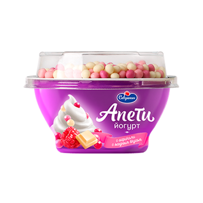 Йогурт «Апети» 5% пломбир с рисовыми шариками и ягодным вкусом