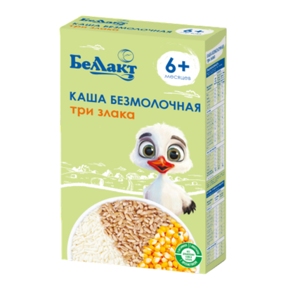 Каша безмолочная «Беллакт» три злака с 6 месяцев