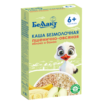 Каша безмолочная «Беллакт» пшенично-овсяная банан-яблоко с 6 месяцев