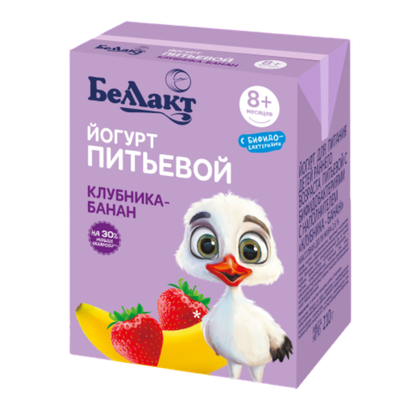 Йогурт питьевой «Беллакт» 2,6% клубника-банан