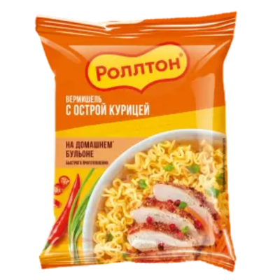 Вермишель быстрого приготовления «Роллтон» острая курица 