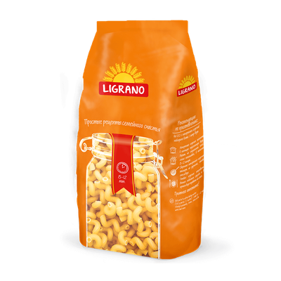 Макаронные изделия «Ligrano» рожки витые гр.Б сорт крупка