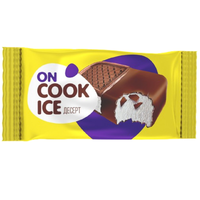 Десерт «ON COOK ICE» на печенье в глазури с вафельной крошкой