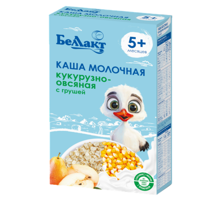 Каша молочная «Беллакт» кукурузно-овсяная с грушей с 5 месяцев