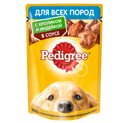 Корм для собак «Pedigree» кролик и индейка в соусе