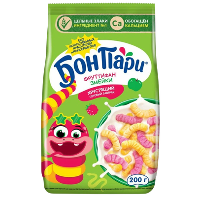 Сухой завтрак «БонПари» фруттифан змейки