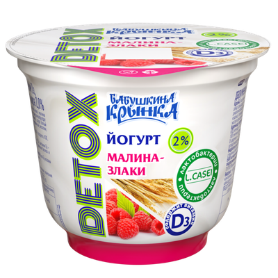 Йогурт «Бабушкина Крынка» detox малина-злаки 2% 
