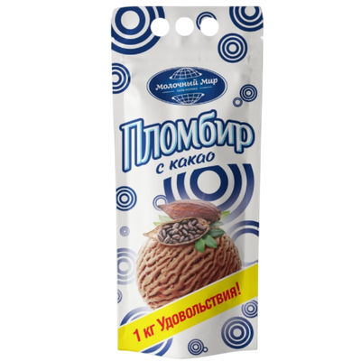 Мороженое «Молочный мир» пломбир с какао