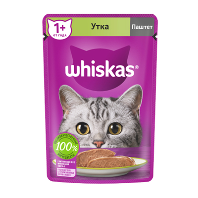 Корм для взрослых кошек «Whiskas» паштет с уткой