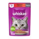 Корм для взрослых кошек «Whiskas» паштет с говядиной и печенью