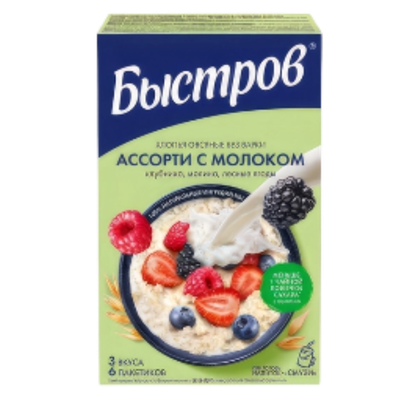 Хлопья овсяные «Быстров» ассорти с молоком