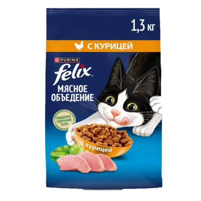 Корм сухой «Felix с курицей »для взрослых кошек 