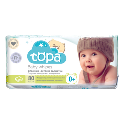 Влажные салфетки «Topa» детские 80шт