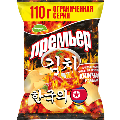 Чипсы картофельные «Премьер» со вкусом кимчи рамен 110 г