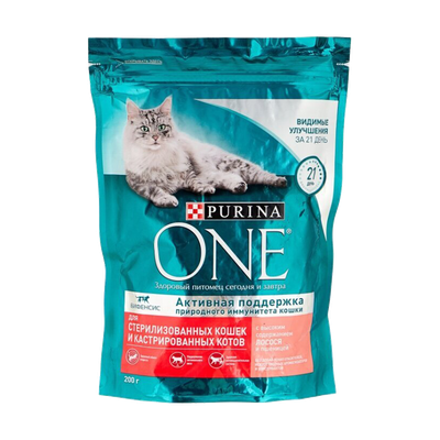 Корм для кошек и котов «Purina One» с лососем и пшеницей