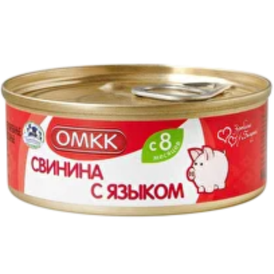 Консервы мясные «ОМКК» свинина с языком с 8 месяцев
