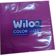 Салфетки бумажные «Wiloo» color 2 слоя*50 шт - Мир Продуктов №3
