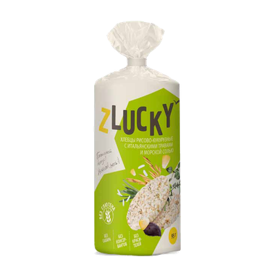 Хлебцы рисово-кукурузные «Zlucky» с итальянскими травами и морской солью