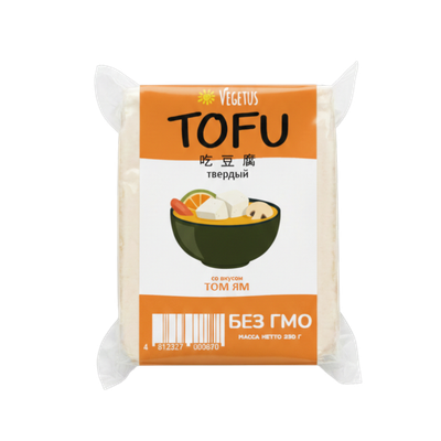 Продукт соевый  «Тофу твердый»  со вкусом «Том Ям» «VEGETUS» 