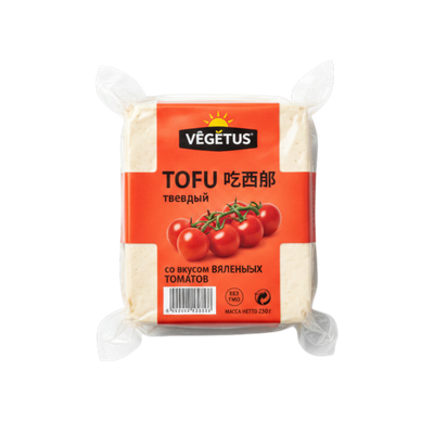 Продукт соевый  «Тофу твердый»  со вкусом вяленых томатов» «VEGETUS» 