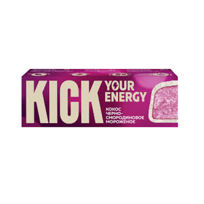 Кокосовый батончик «Kick» с черносмородиновым мороженным в белом шоколаде