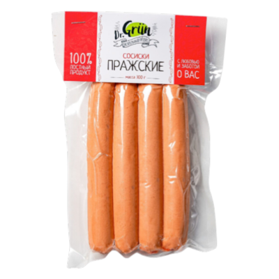Продукт растительный Сосиски «Пражские» «Dr. GRÜN»