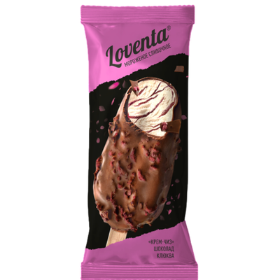 Мороженое сливочное «Loventa» крем-чиз с кусочками клюквы