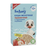 Каша молочная «Беллакт» пшеничная с кусочками клубники