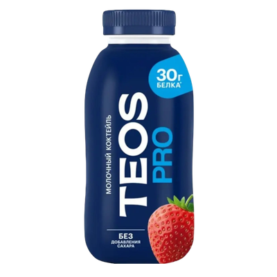 Молочный коктейль «Teos pro» обезжиренный клубника 