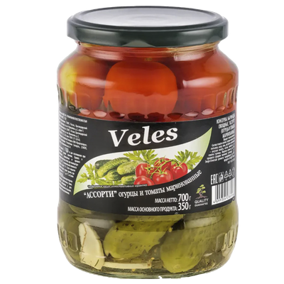 Ассорти «Veles» огурцы и томаты маринованные