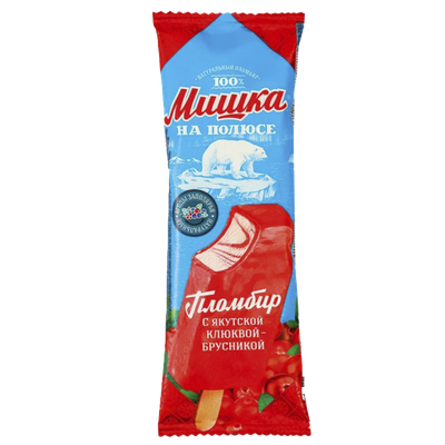 Мороженое пломбир «Мишка на полюсе» клюква-брусника