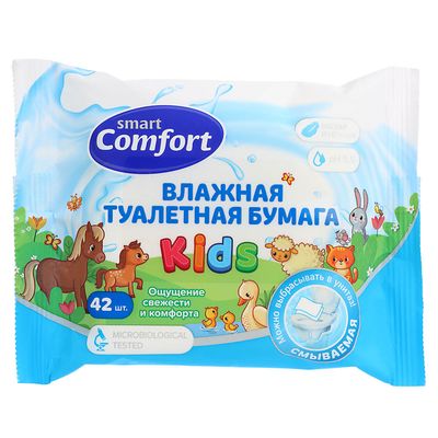 Туалетная бумага влажная Comfort smart KIDS с ромашкой, 42 шт