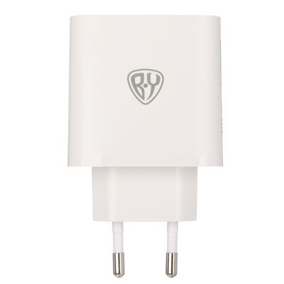 Сетевое зарядное устройство BY Smart 40Вт,2*USB-C, 1*USB-A, QC,PD,PPS,110-240В,50-60Гц, белый