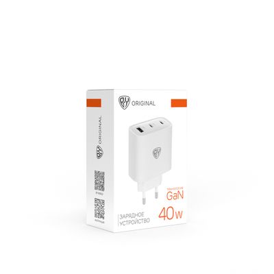 Сетевое зарядное устройство BY Smart 40Вт,2*USB-C, 1*USB-A, QC,PD,PPS,110-240В,50-60Гц, белый