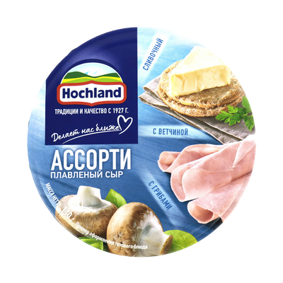 Сыр плавленый «Hochland» 50% ассорти с грибами и ветчиной