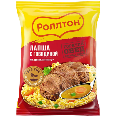 Макаронные изделия «Роллтон» лапша с говядиной по-домашнему