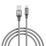 Кабель для зарядки USB(A)-Type C BY Solid, 18Вт, 1 м, 3A, нейлон, мет. кон., графитовый 