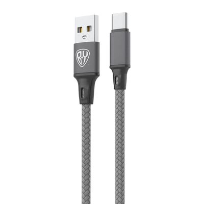 Кабель для зарядки USB(A)-Type C BY Solid, 18Вт, 1 м, 3A, нейлон, мет. кон., графитовый 