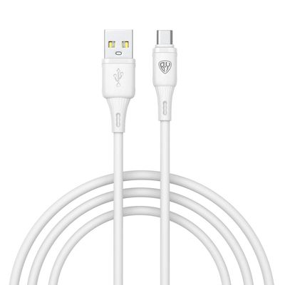 Кабель для зарядки USB(A)-Type C BY Twist, 36Вт, 1 м, 3A, гибкий силикон, белый 