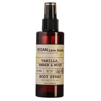 Парфюмированный спрей для тела VEGAN.Love.Studio Vanilla, Amber, Musk, 150 мл 