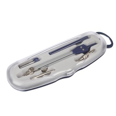 Набор чертежный 5 предметов (циркуль 11,5см, грифели, рейсфедер, центр, ручка) в пластиковом футляре 