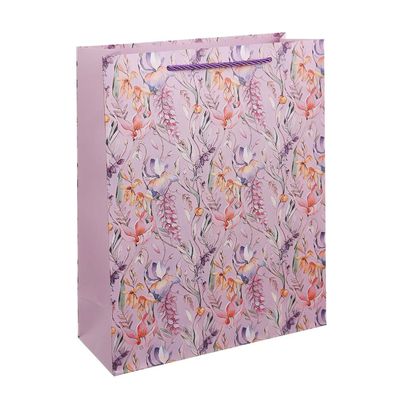 Пакет подарочный бумажный тм LADECOR, L 26x32x10 см, "Цветы" арт 2, 4 дизайна 
