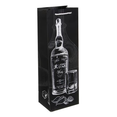 Пакет подарочный бумажный тм LADECOR, 12x9x35 см, для бутылок арт 1, 6 дизайнов 
