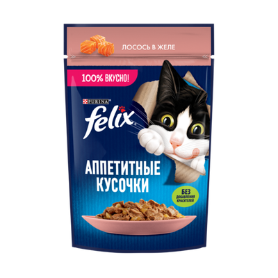 Корм для взрослых кошек «Felix» лосось в желе