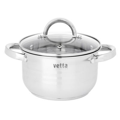 Кастрюля «VETTA» Фултон  20х11,5см, 2,9л, со стеклянной крышкой, индукция