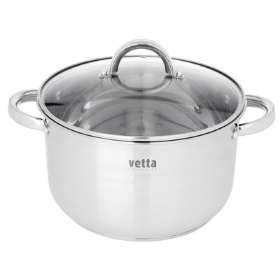 Кастрюля «VETTA» Фултон 5,4л, со стеклянной крышкой, индукция