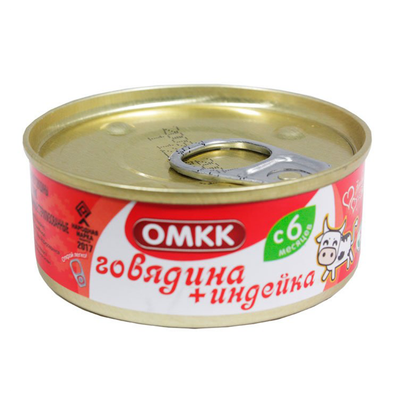 Консервы мясные «ОМКК» говядина+индейка с 6 месяцев