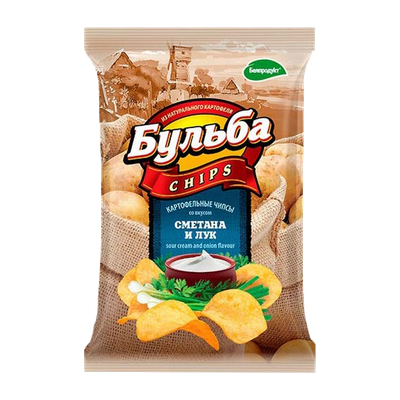 Чипсы «Бульба Chips» из сырого картофеля со вкусом сметаны и лука