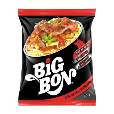 Лапша быстрого приготовления «Big Bon» говядина+ соус